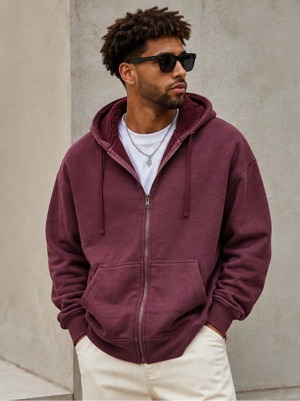 C.E Schmidt Sherpa Lined Heavy Hoodie Jacket Men's 3XL Cranberry Fleece Full Zip